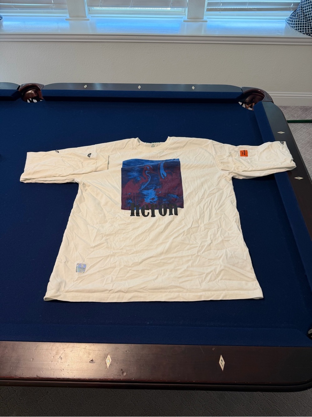 Heron Preston White Long-Sleeve Tee with Blue and Purple Graphic